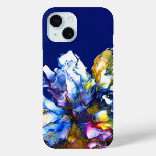 Funda Para iPhone 15 Azul oscuro vibrante abstracto arte fluido