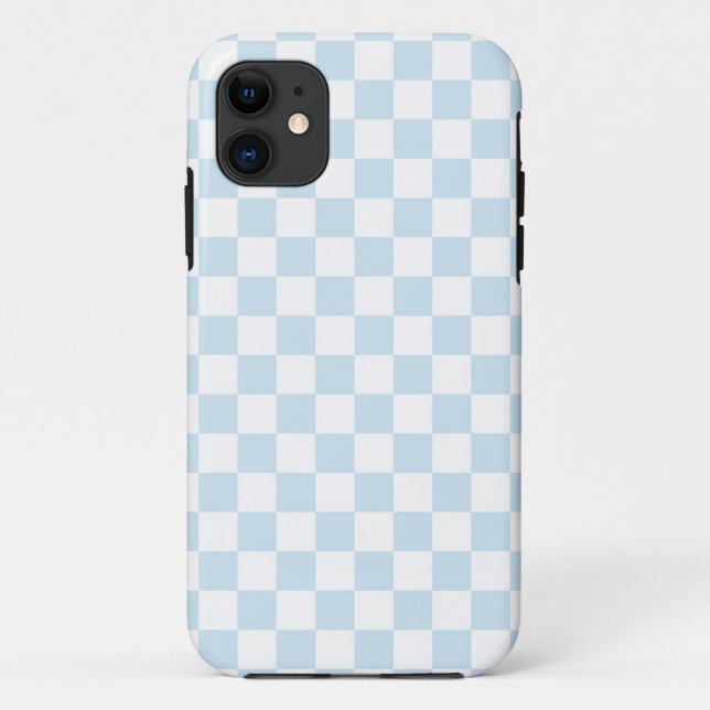 Funda De Case-Mate Para iPhone Azul pastel y tablero de ajedrez blanco (Reverso)