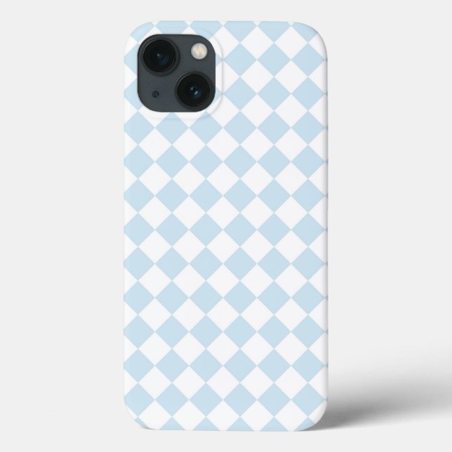 Funda De Case-Mate Para iPhone Azul pastel y tablero de ajedrez blanco (Reverso)