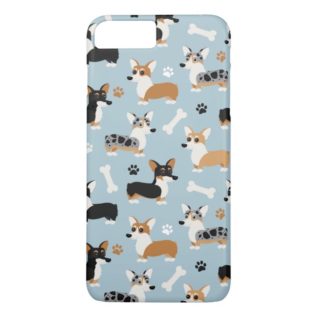 Funda De Case-Mate Para iPhone Azul patrón corgi (Reverso)