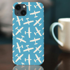 Funda Para iPhone 13 Azul patrón plano de avión retro
