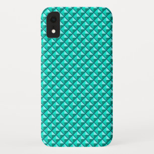 Funda Para iPhone XR azul pavo real, aspecto de esmalte, cuadrícula de 