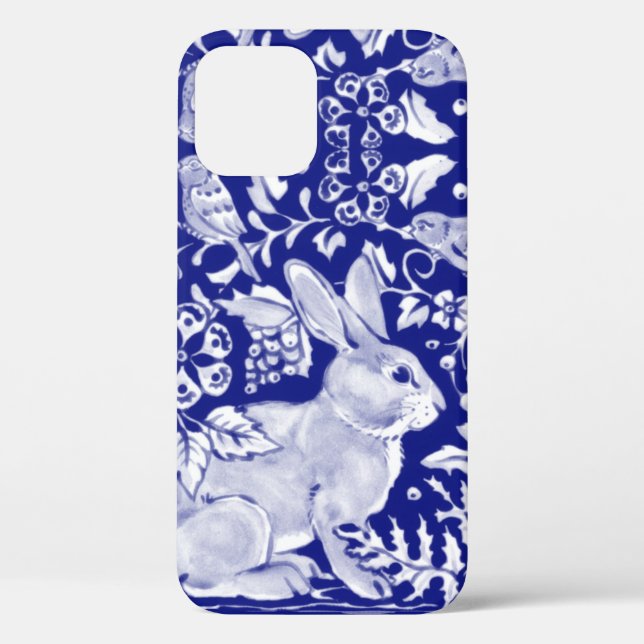 Funda De Case-Mate Para iPhone Azul Rabbit Tile Art Único Woodland Animal Delft (Reverso )