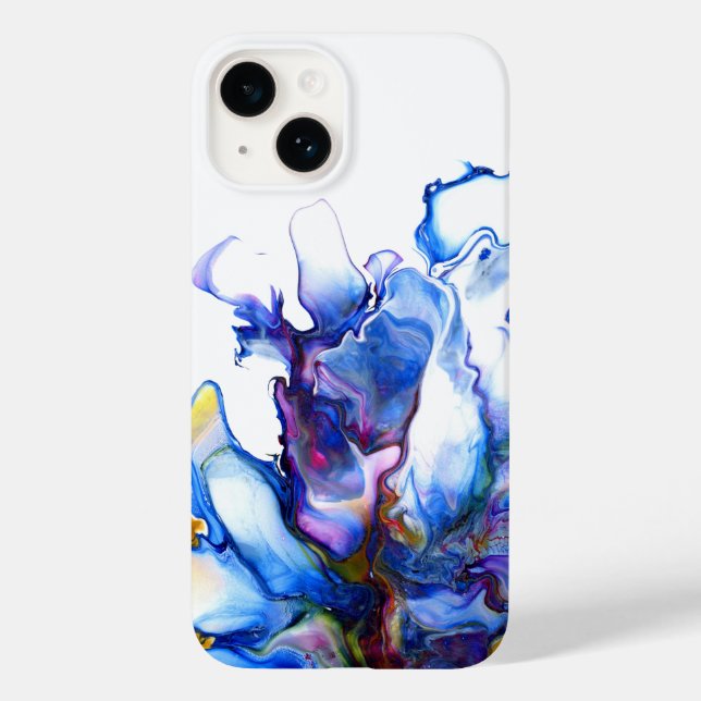 Funda De Case-Mate Para iPhone Azul real y violeta violeta abstracto arte fluido (Reverso )