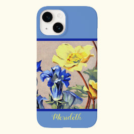 Funda Para iPhone 14 De Case-Mate Azul retro Amarillo Alpino Gentains Arte Botánico
