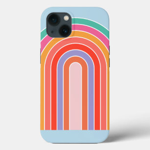 Funda Para iPhone 13 Azul retro arcoiris colorido