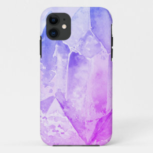 Funda Para iPhone 11 *~* Azul Rosa Cristal de Amatista Energía Curativa