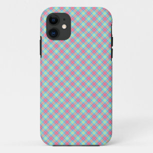 Funda Para iPhone 11 Azul rosa Tartán