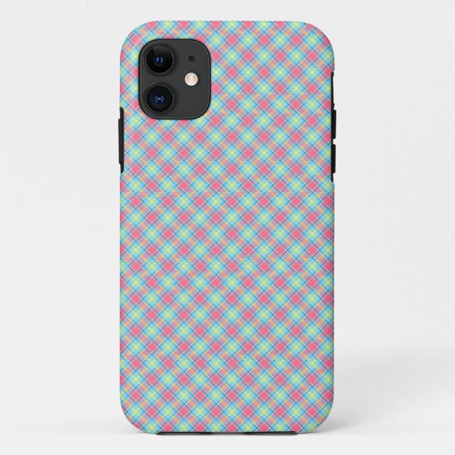 Funda De Case-Mate Para iPhone Azul rosa Tartán (Reverso)
