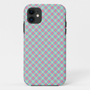 Funda Para iPhone 11 Azul rosa Tartán
