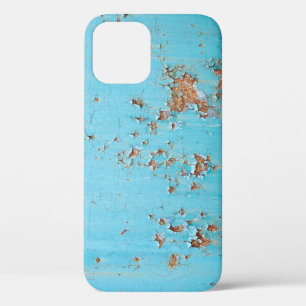 Funda Para iPhone 12 Azul Rusto Metalizado: Muro texturado.