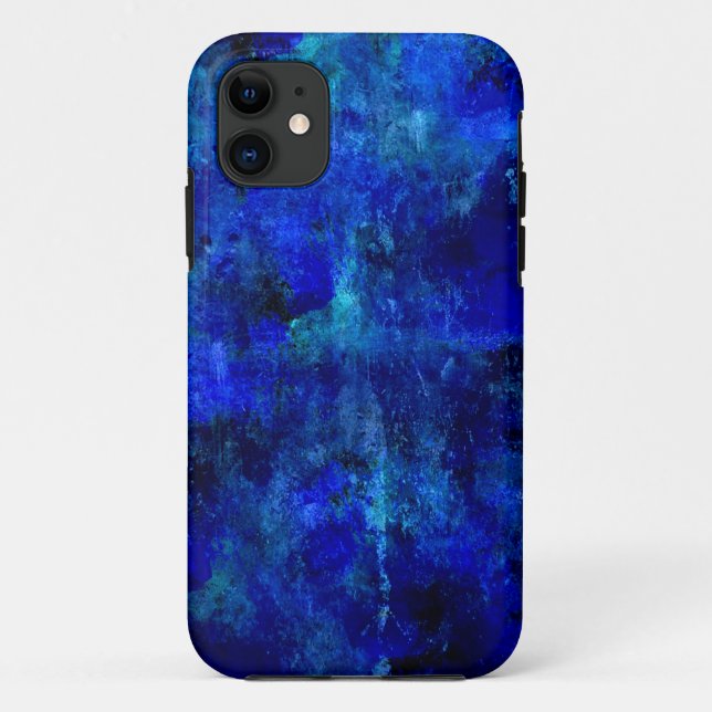 Funda De Case-Mate Para iPhone Azul sobre pintura abstracta azul (Reverso)