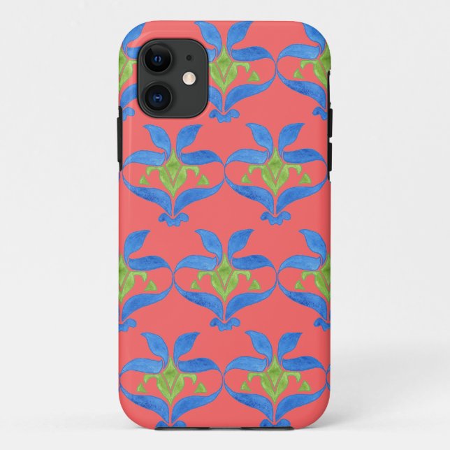 Funda De Case-Mate Para iPhone Azul, verde, rojo Art Nouveau Apenas ahí (Reverso)