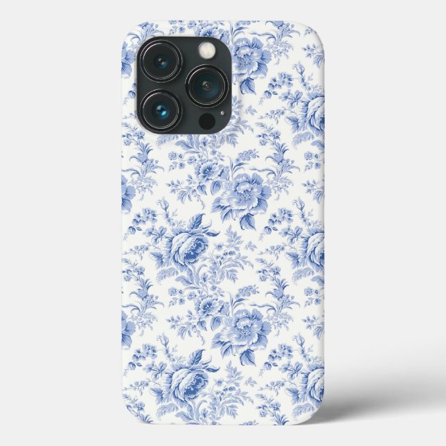 Funda De Case-Mate Para iPhone Azul vintage floral (Reverso )