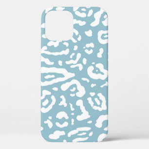 Funda Para iPhone 12 Azul y Blanco Chic Guepardo Leopardo Estampado Ani