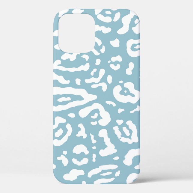 Funda De Case-Mate Para iPhone Azul y Blanco Chic Guepardo Leopardo Estampado Ani (Reverso )