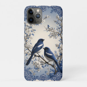Funda Para iPhone 11 Pro Azul y Blanco Chinoiserie Pájaros y Flores