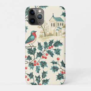 Funda Para iPhone 11 Pro Azulejo Acebo Navidad Invierno Iglesia