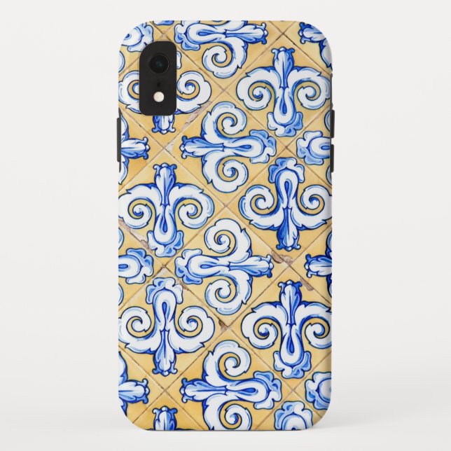 Funda De Case-Mate Para iPhone Azulejo azul, amarillo y blanco (Reverso)