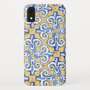 Funda Para iPhone XR Azulejo azul, amarillo y blanco
