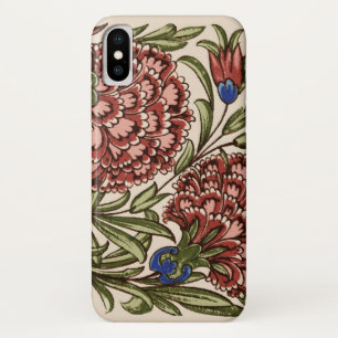 Funda Para iPhone X Azulejo de Flor de Clavel Antiguo Rústico Arte De 