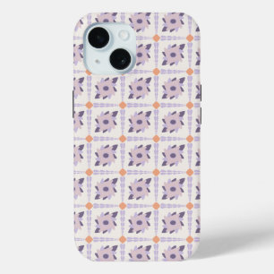 Funda Para iPhone 15 Azulejo decorativo colorido púrpura pastel