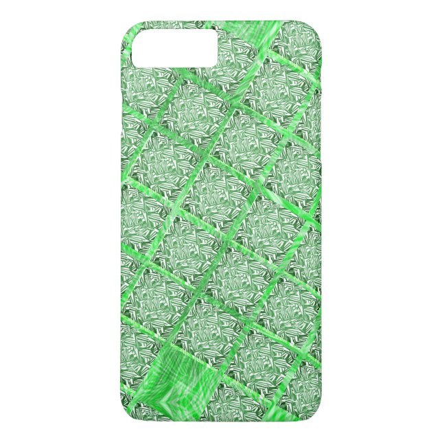 Funda De Case-Mate Para iPhone Azulejo falso, folhagens divertidos verdes, cuadra (Reverso)