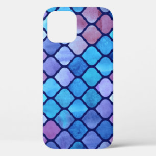 Funda Para iPhone 12 Azulejos Árabes Geométricos Abstractos de Acuarela