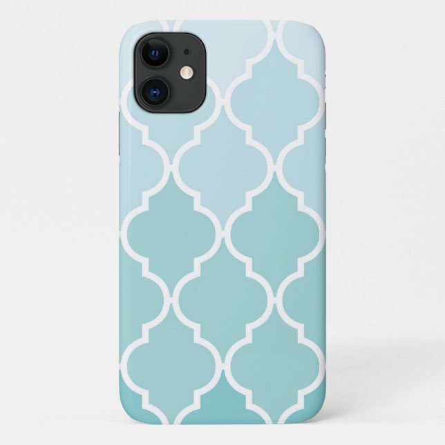 Funda De Case-Mate Para iPhone Azulejos azules, Ombre, Quatrefoil, Trellis (Reverso)