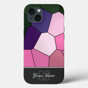 Funda Para iPhone 13 Azulejos de mosaico coloridos con Monograma!
