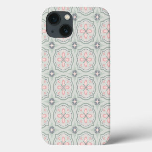 Funda Para iPhone 13 Azulejos Florales Pastel Verde