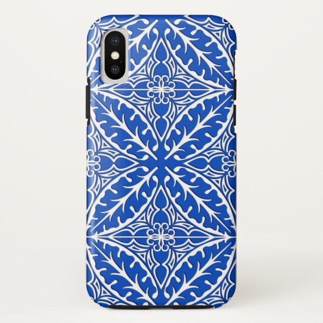 Funda De Case-Mate Para iPhone azulejos marroquíes - azul cobalto y blanco (Reverso)
