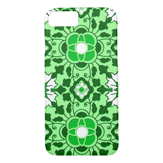 Funda De Case-Mate Para iPhone Azulejos marroquíes florales, verde esmeralda y ca (Reverso)
