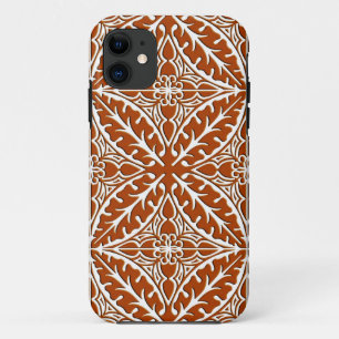 Funda Para iPhone 11 azulejos marroquíes - marrón rojizo y blanco