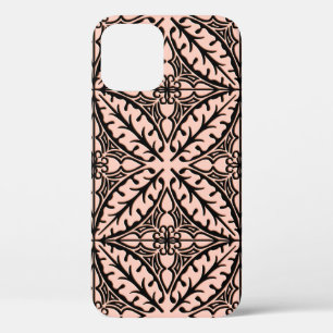 Funda Para iPhone 12 Azulejos marroquíes - rosa melocotón y negro