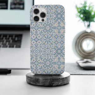 Funda Para iPhone 15 Pro Max Azulejos Mediterráneos, Marroquíes, Mayólica, Azul