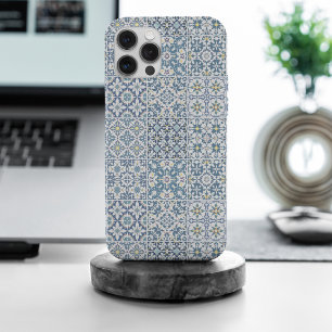 Funda Para iPhone 15 Pro Max Azulejos Mediterráneos, Marroquíes, Mayólica, Azul