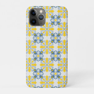 Funda Para iPhone 11 Pro Azulejos portugueses bonitos de color azul y amari