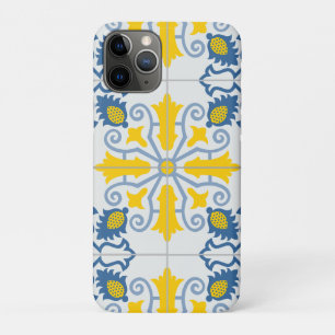 Funda Para iPhone 11 Pro Azulejos portugueses bonitos de color azul y amari