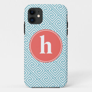 Funda Para iPhone 11 Azules cielos y monograma griego anaranjado del