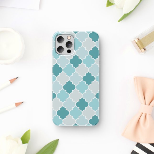Funda De Case-Mate Para iPhone Azules Marroquíes, Latticework, quatrefoil (Subido por el creador)