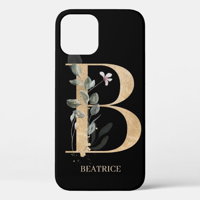 Funda De Case-Mate Para iPhone B Monograma Floral Personalizado (Reverso )