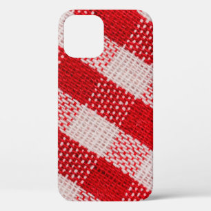 Funda Para iPhone 12 Bab. de textura con manteles de tela de cuadros ro