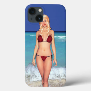 Funda Para iPhone 13 Babe Blonde Bikini Beach