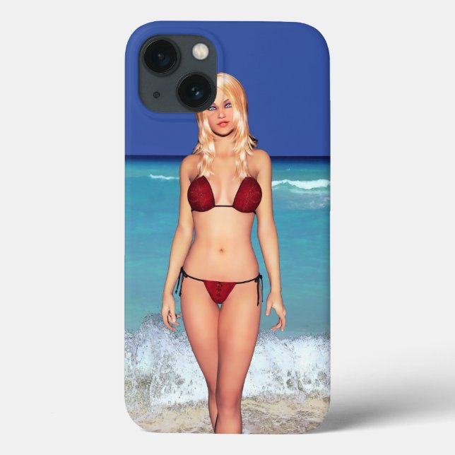 Funda De Case-Mate Para iPhone Babe Blonde Bikini Beach (Reverso)