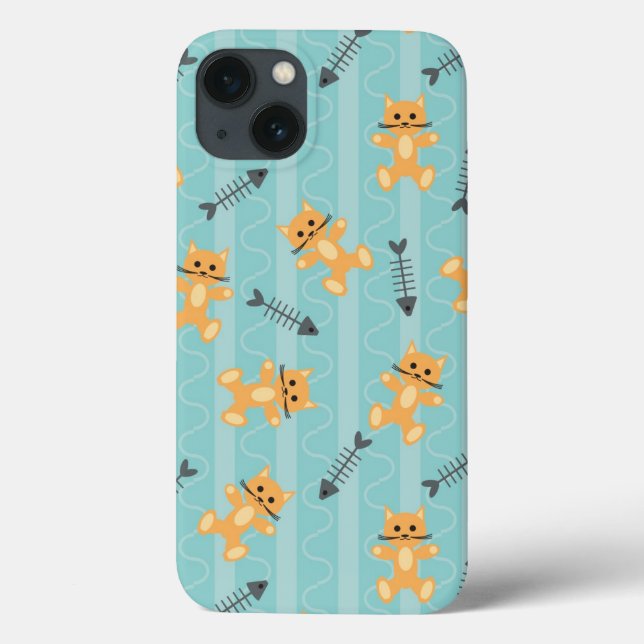 Funda De Case-Mate Para iPhone background with cats (Reverso)