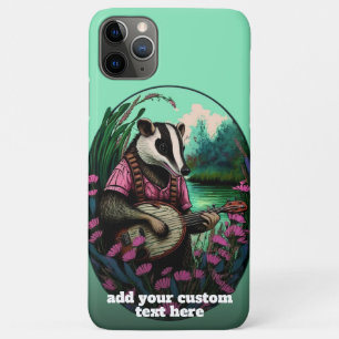 Funda Para iPhone 11 Pro Max Badger Jugando Banjo Personalizado Cottagecore