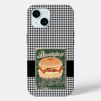 Funda Para iPhone 15 Bagel Breakfast Retro
