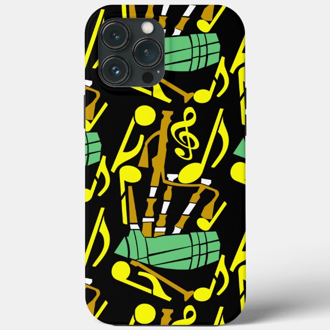 Funda De Case-Mate Para iPhone Bagpipes Yellow Music Notes (Reverso )