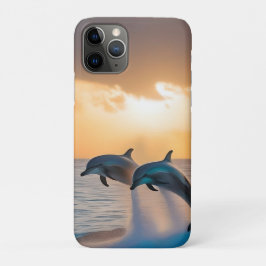 Funda Para iPhone 11 Pro Bailando en el atardecer: Tres delfines saltando